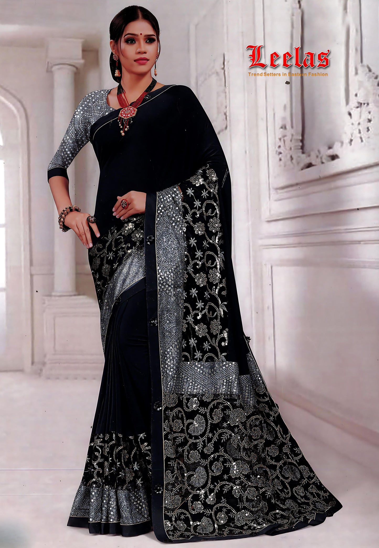 Dark Grey traditional pure silk saree
