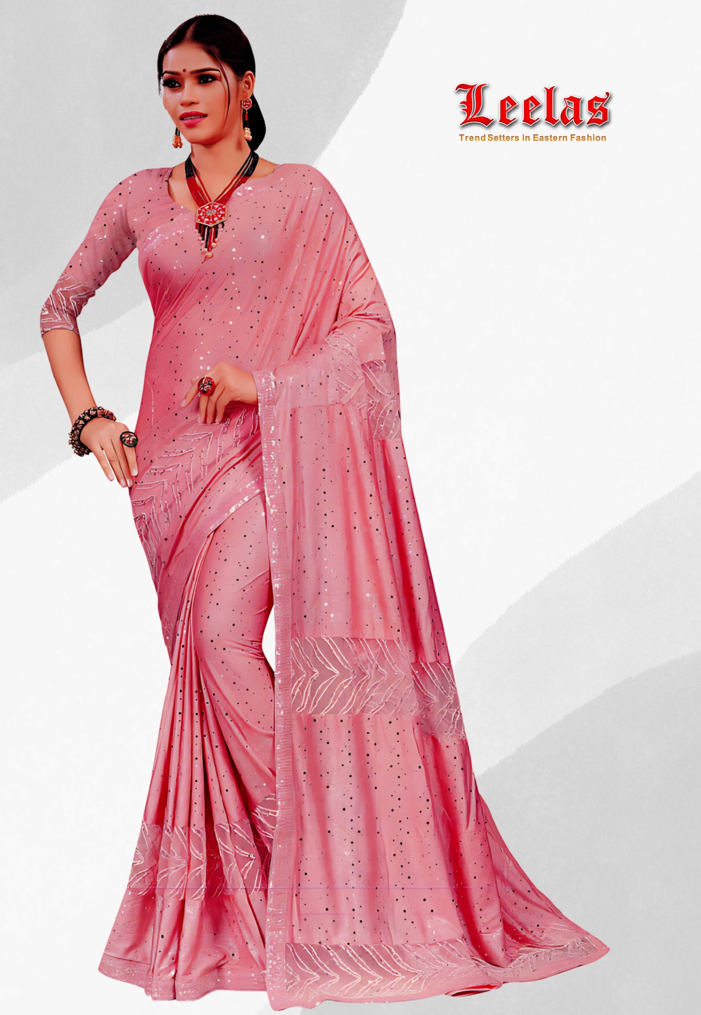 Pastel coral shaded pure silk saree