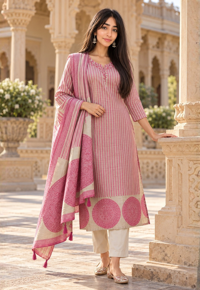 Shades of pink and lilac beadwork salwar kameez