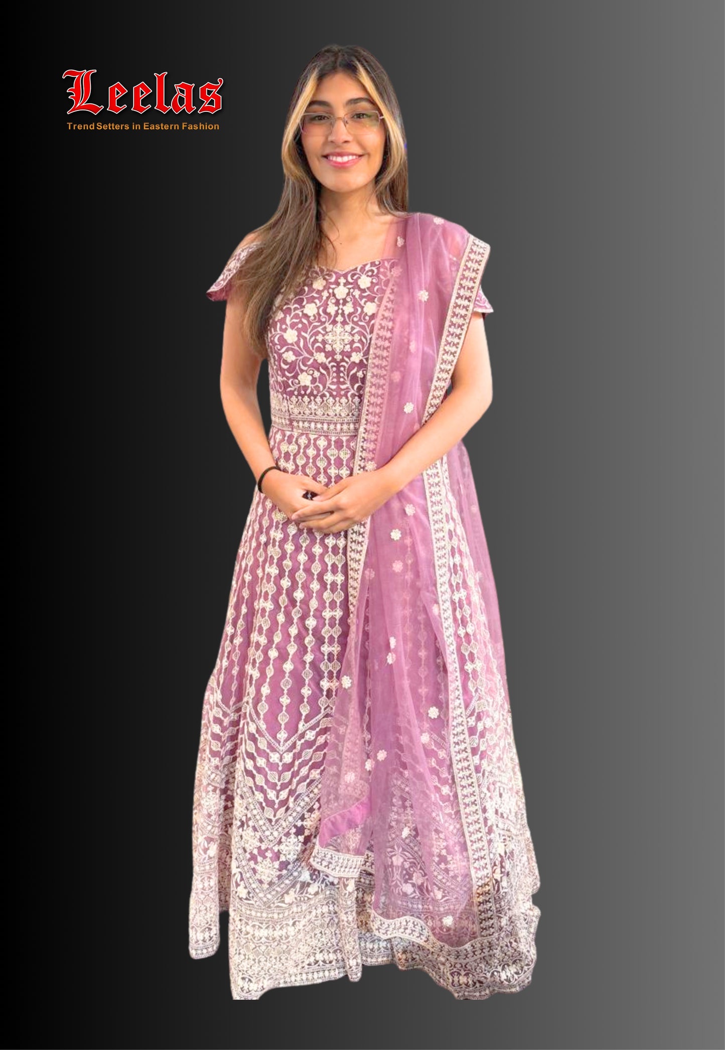 Lilac and silver ladies gown and dupatta with sequence work, Indian Wear Johannesburg