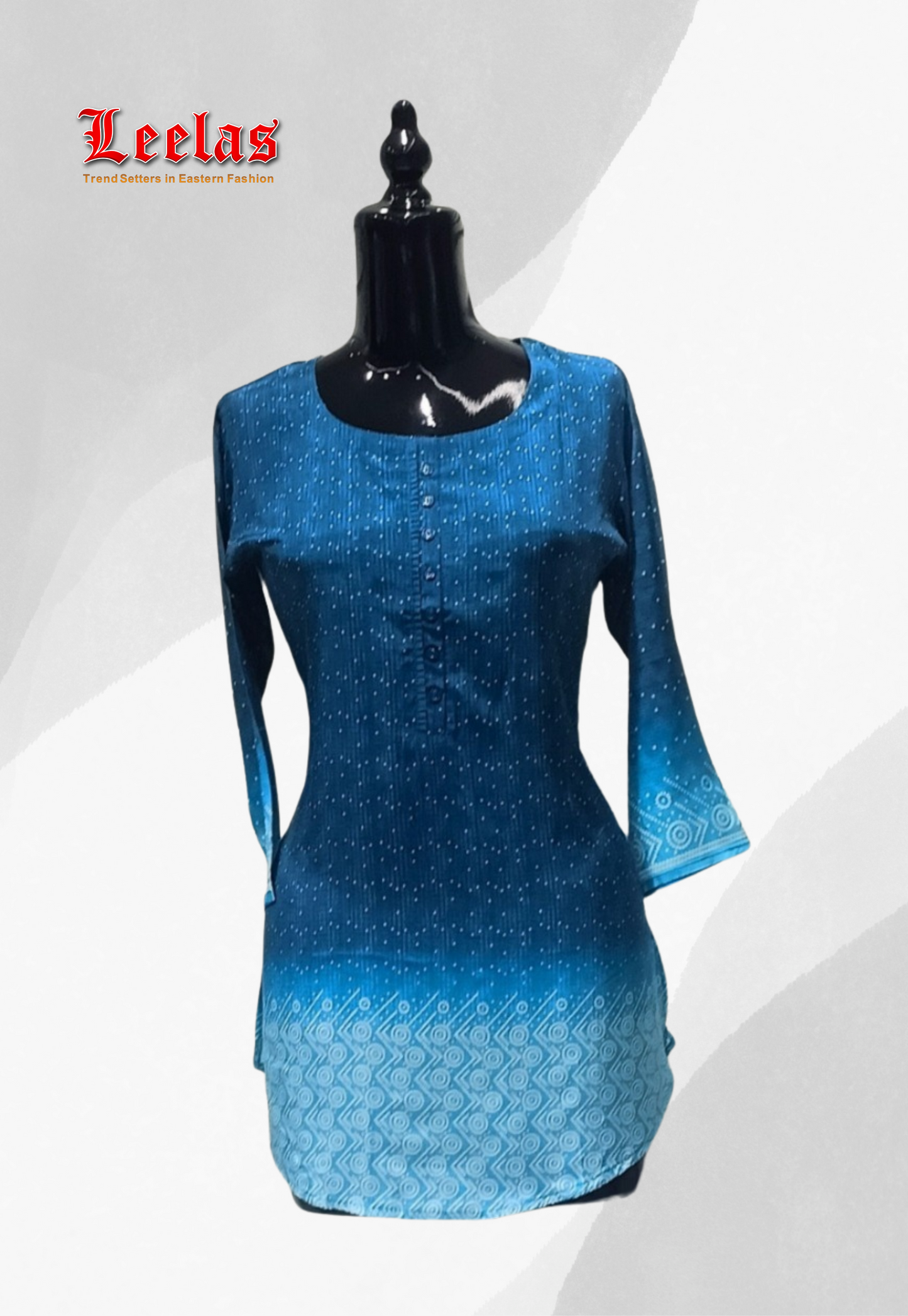 Teal bandhini silk kurti top