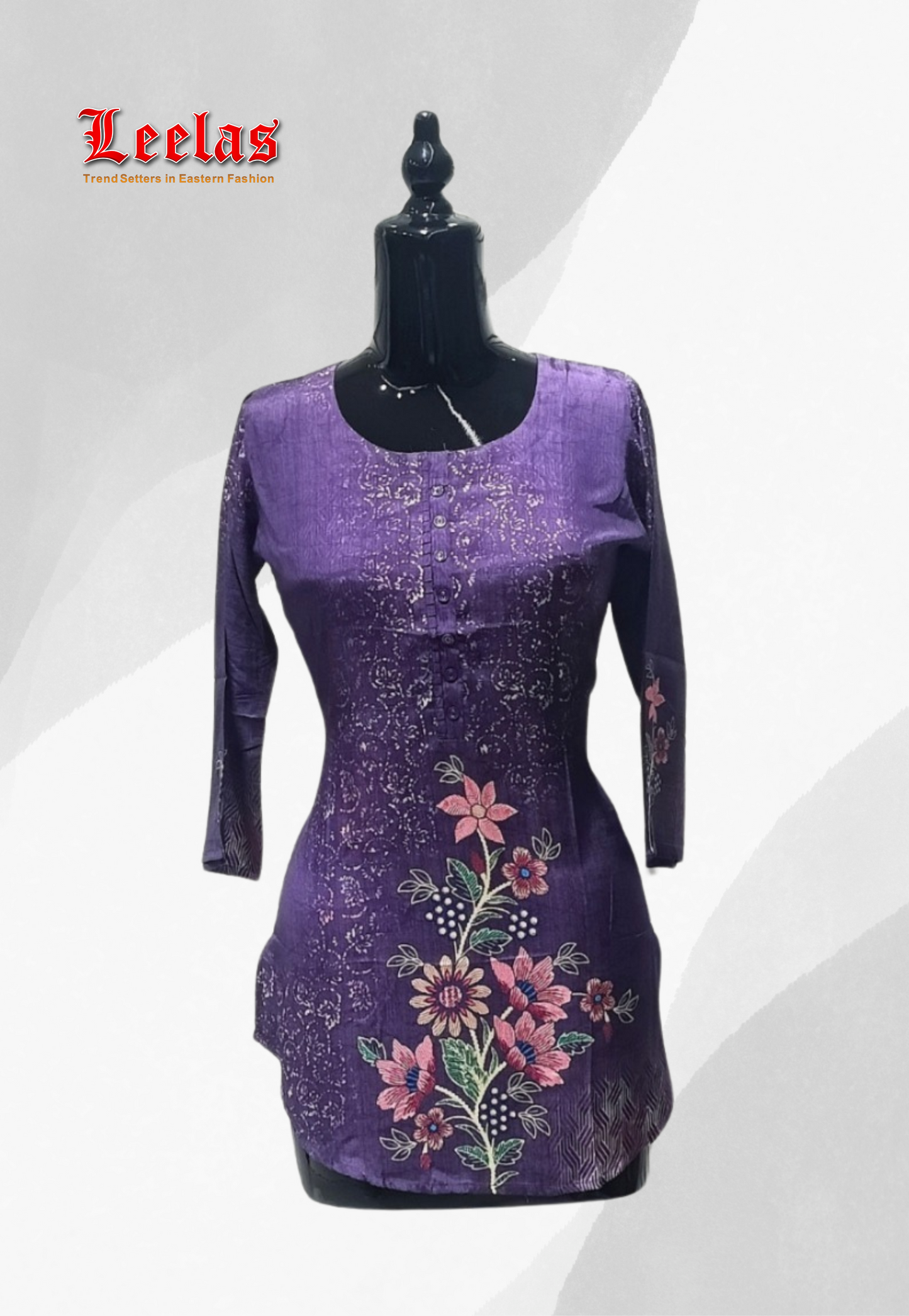 Purple floral silk kurti top