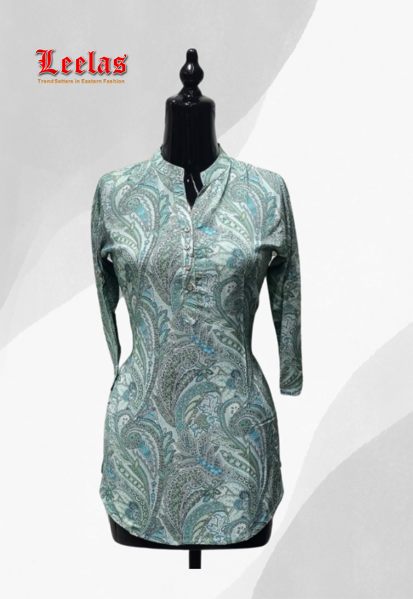 Green paisely printed viscose kurti top