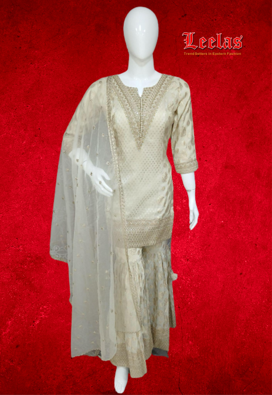 Cream and gold gharara with  sequin