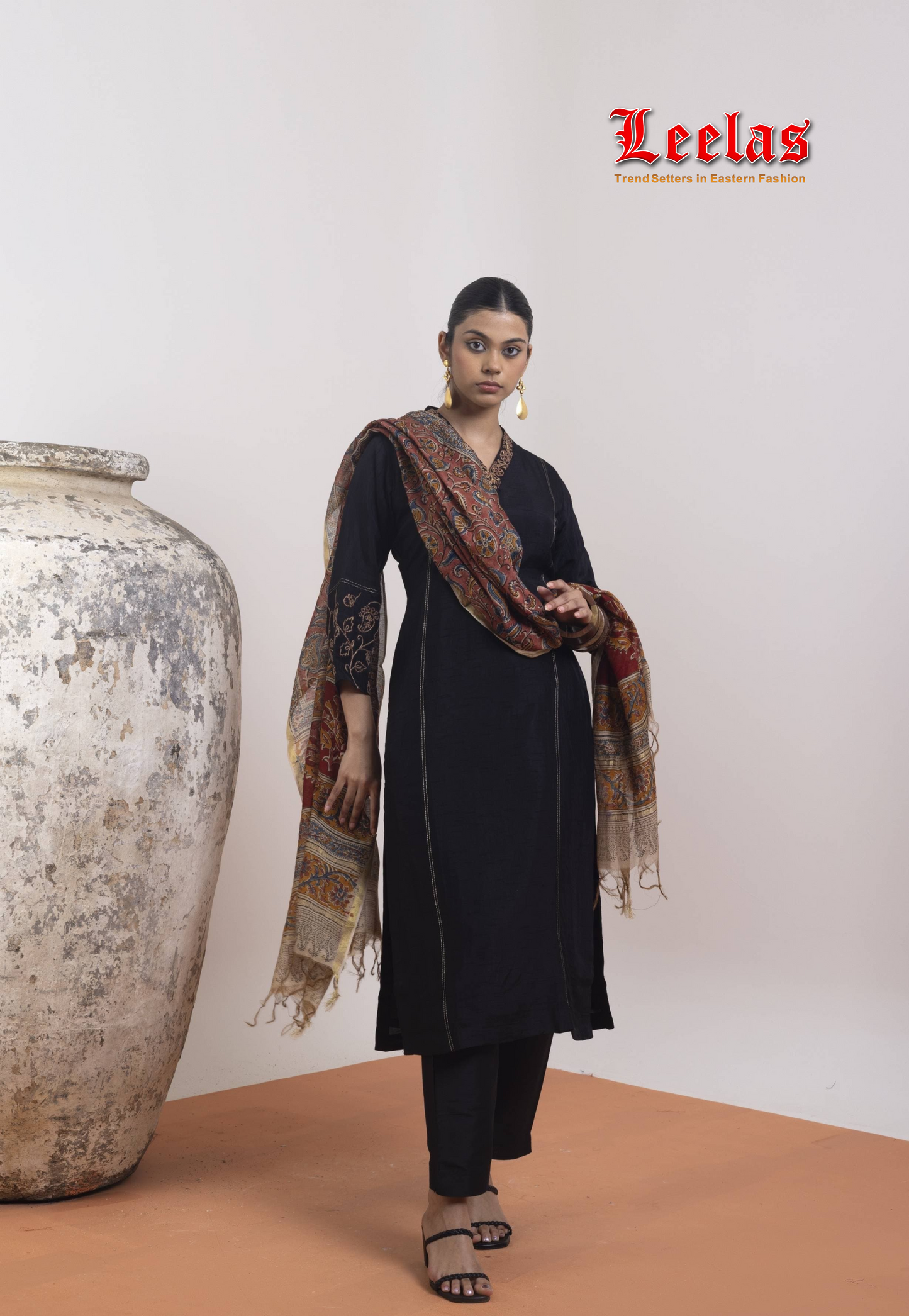 Black and rose gold salwar kameez