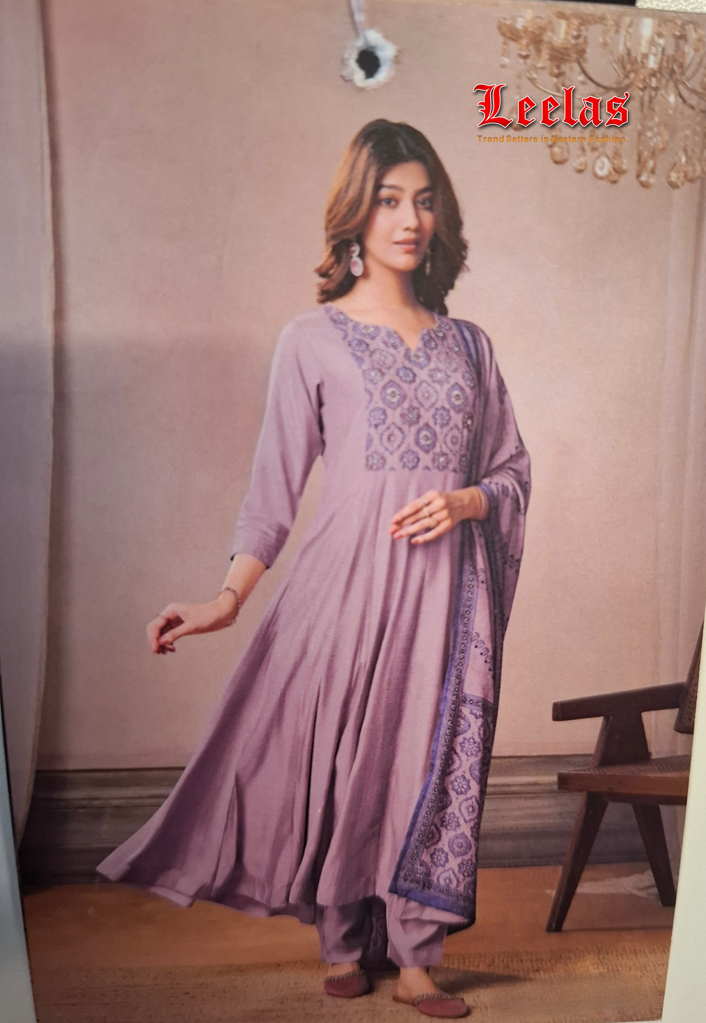 Lilac and purple cotton silk salwar kameez