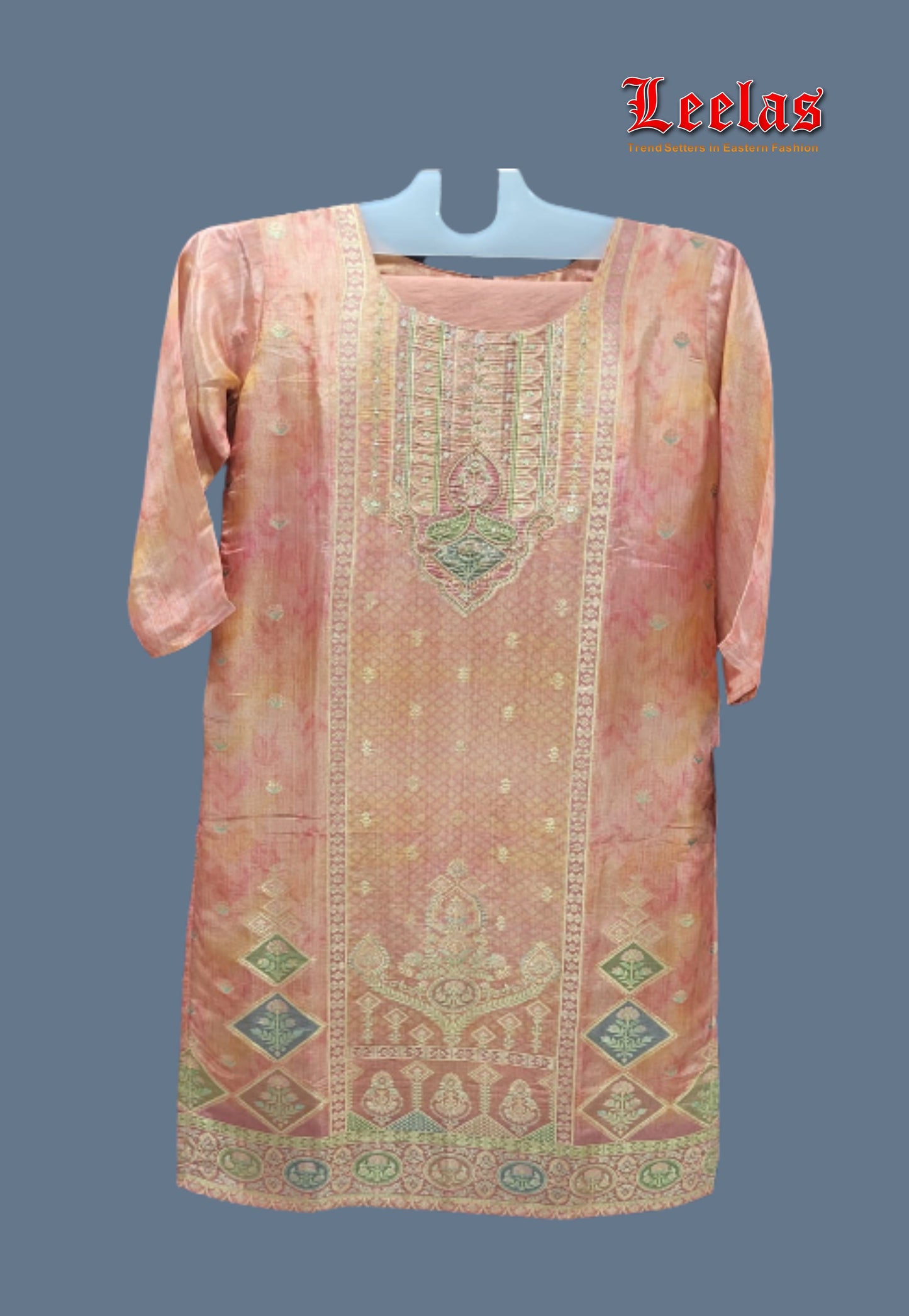 Peach silk salwar kameez