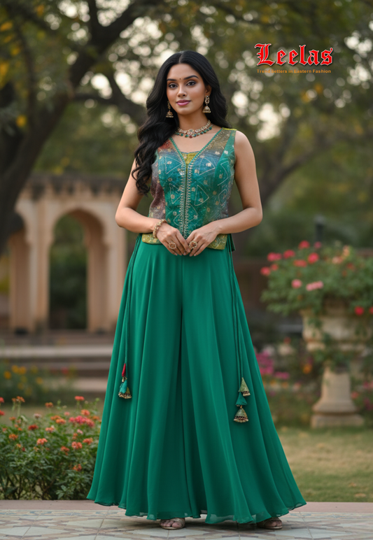 Teal silk long blouse salwar kameez