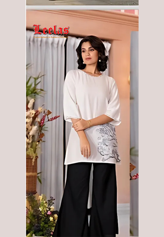 White cotton kurti with black pants
