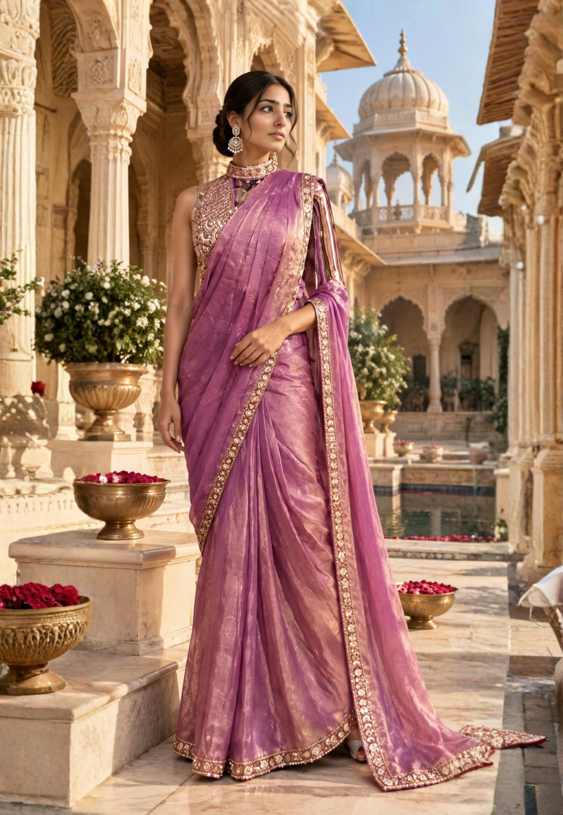Lilac ready to wear saree