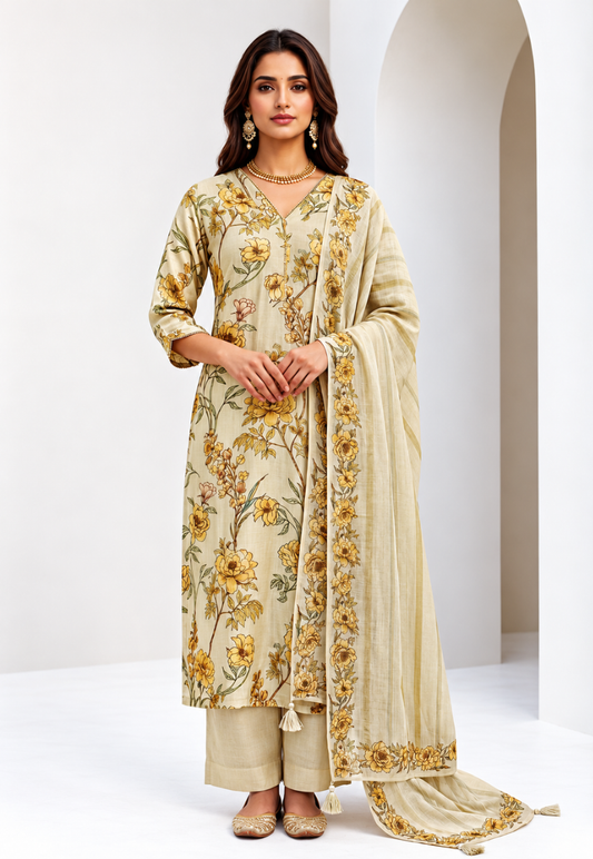 Mint green salwar kameez with floral pattern