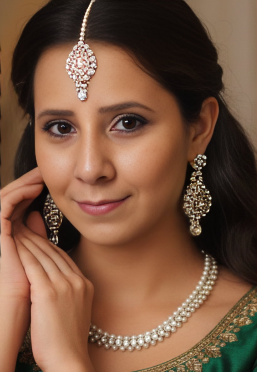 Silver with pearl stonework choker set