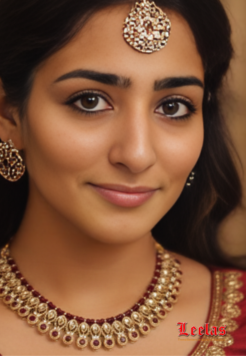 Gold and deep red stonework choker set