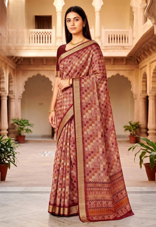 Mutli-toned Crepe silk saree in rose and mauve