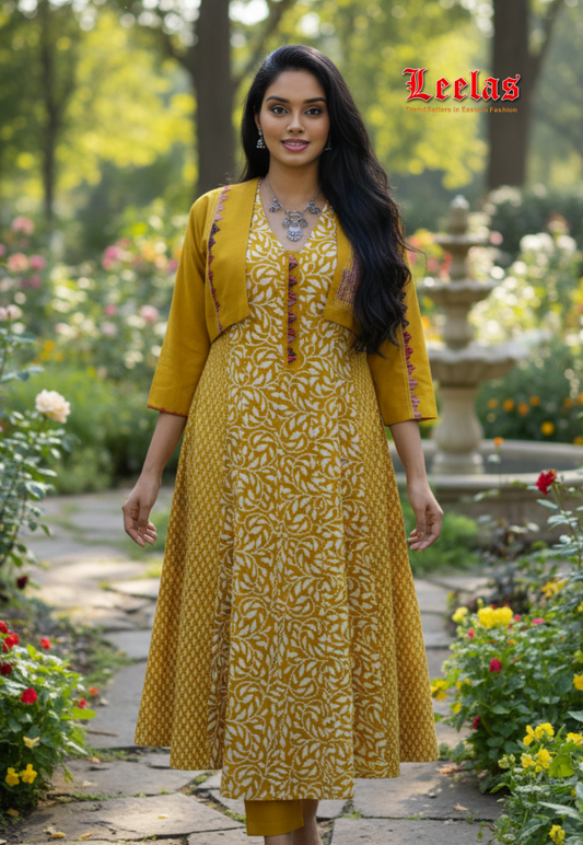Mustard Anakali with Jacket