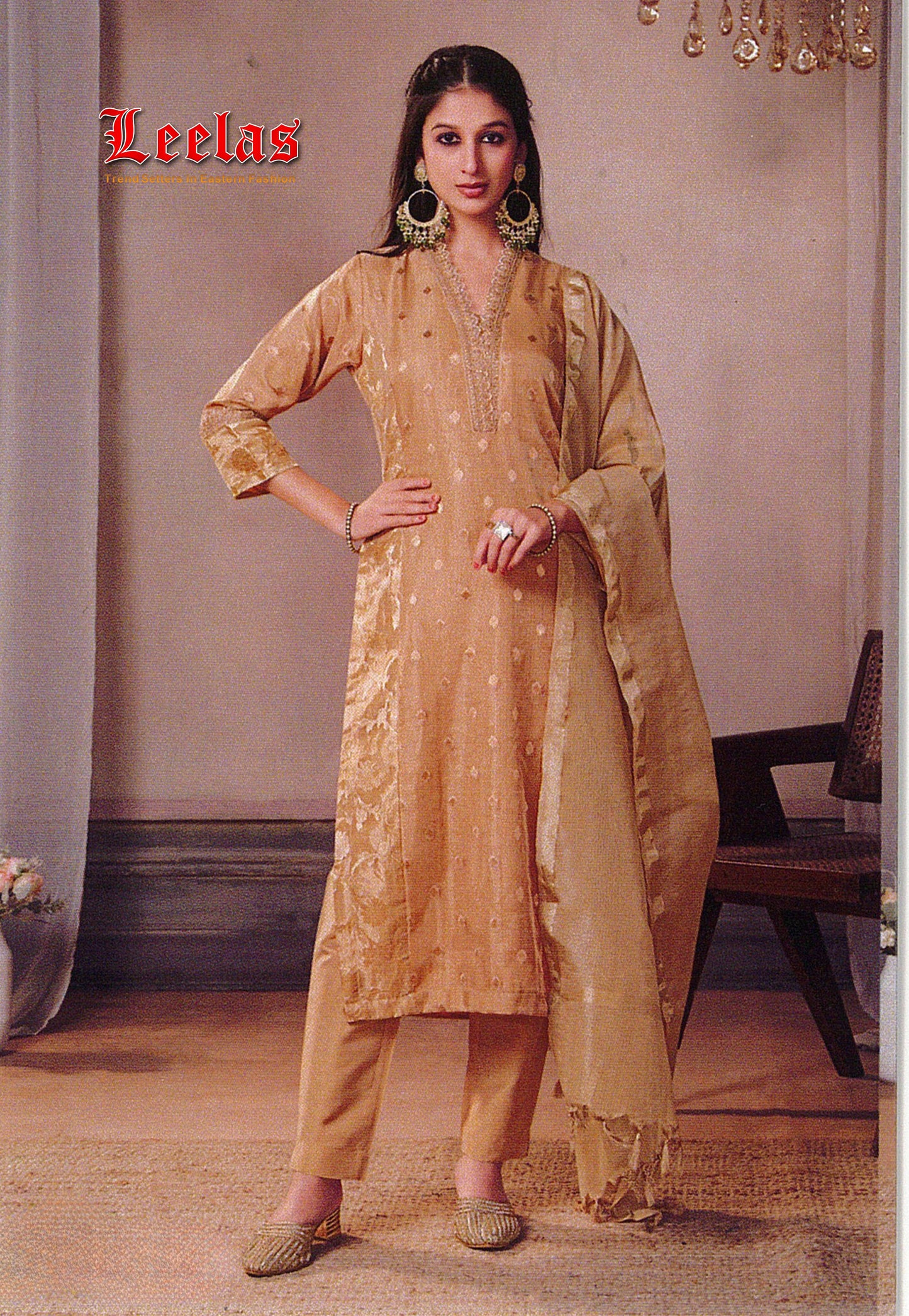 Gold silk salwar kameez