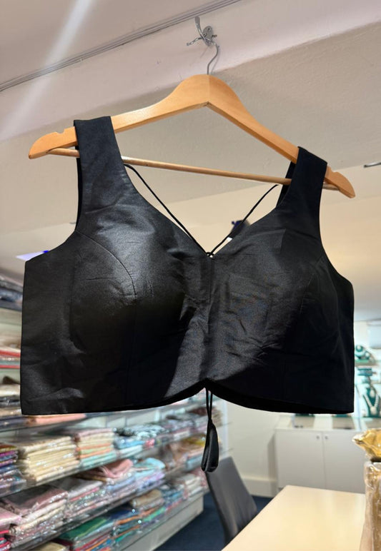 Black satin ready made sleeveless blouse