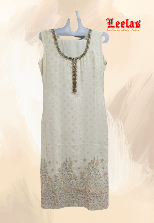 Cream cotton silk salwar kameez