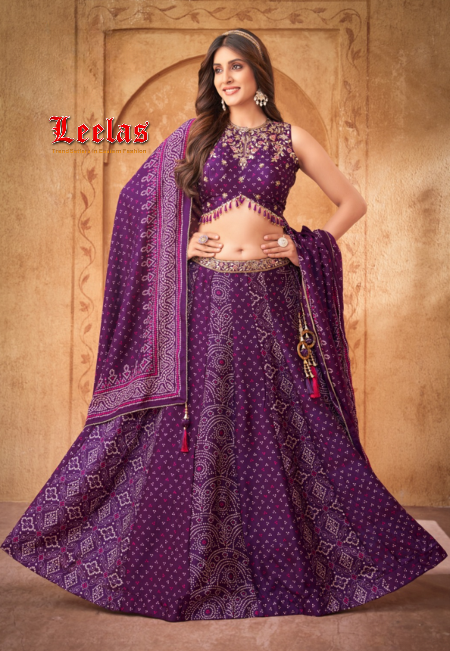 Purple Bandhini Lengha