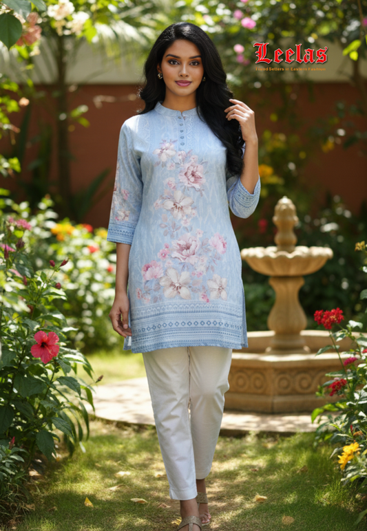 Light blue floral kurti top