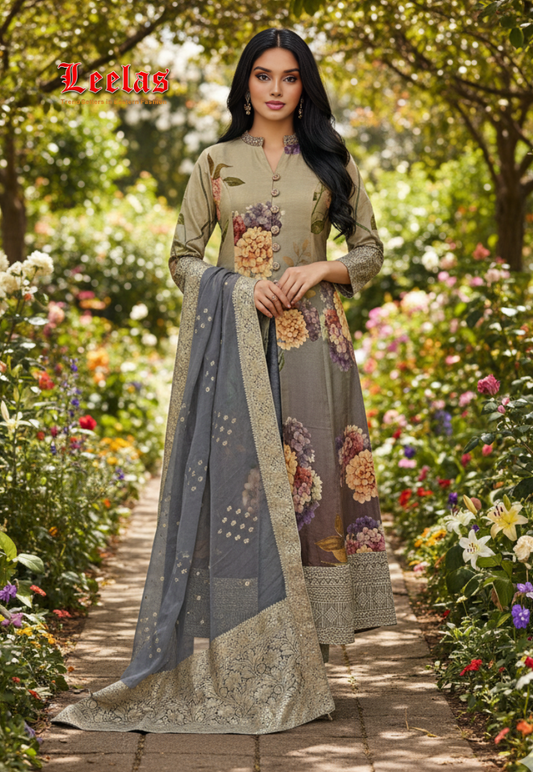 Onion Floral  Silk Salwar Kameez