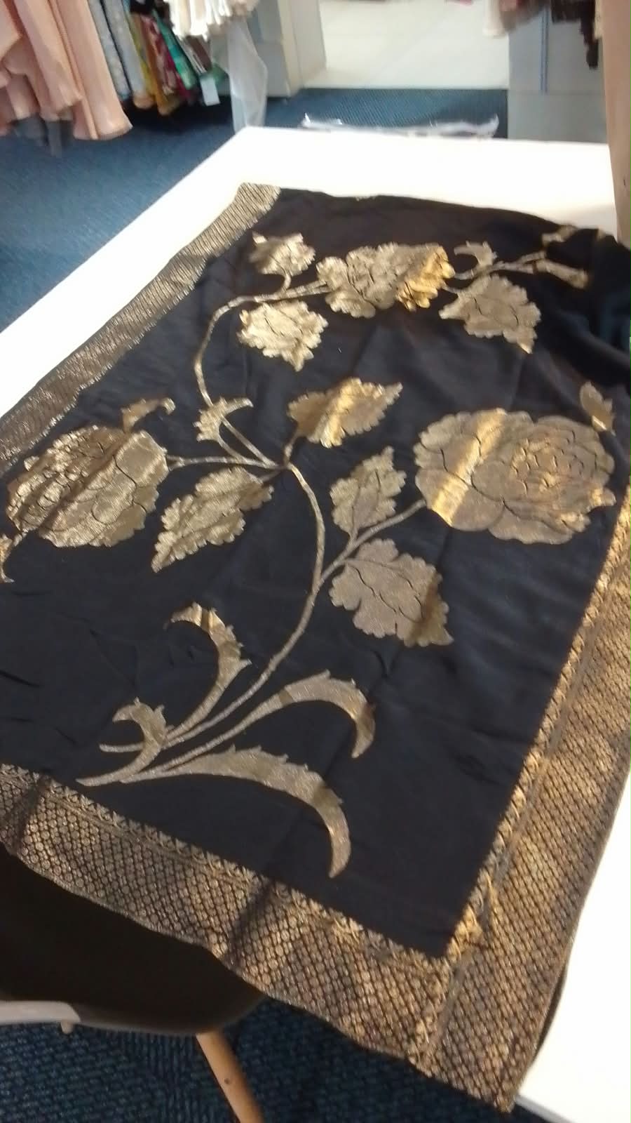 Gold salwar kameez with stonework